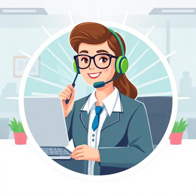 Call center employee at her desk