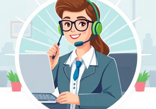 Call center employee at her desk